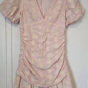 Pink Rouched Floral Dress